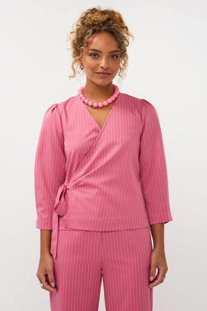 overslagtop met krijtstreep roze