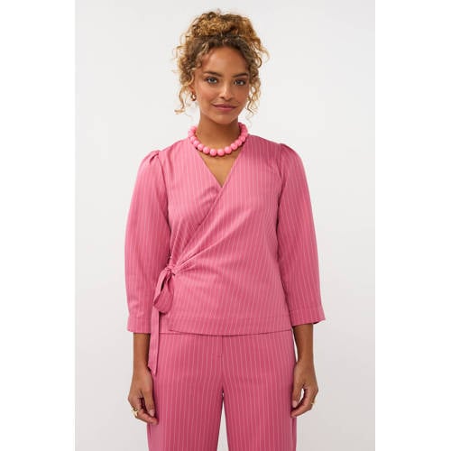 Ydence overslagtop met krijtstreep roze afbeelding