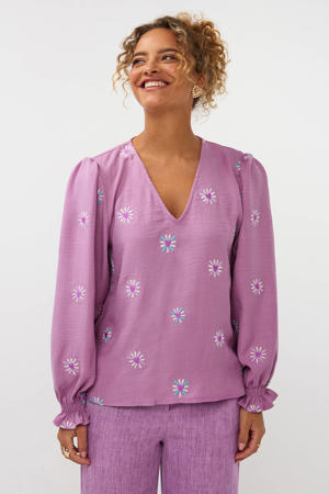 gebloemde blousetop roze