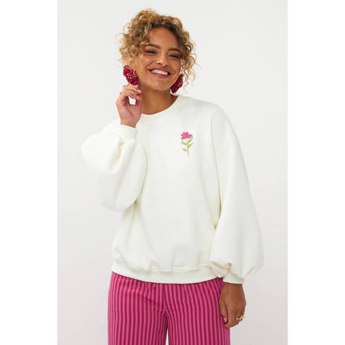 Ydence sweater met backprint wit afbeelding