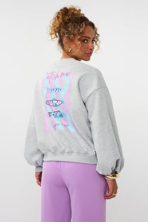 sweater met backprint grijs