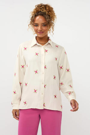 gebloemde blouse ecru