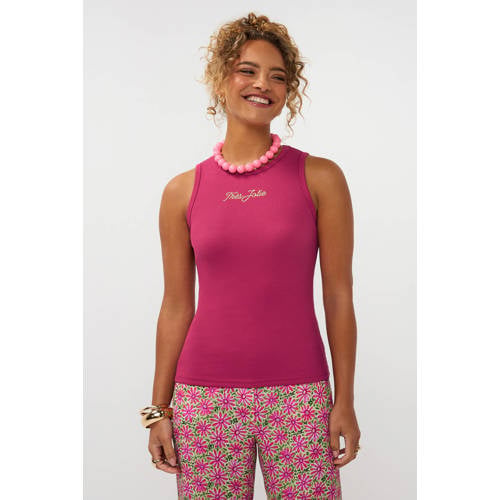 Ydence mouwloze top fuchsia rib gebreid afbeelding
