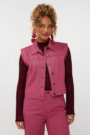 gestreepte gilet roze