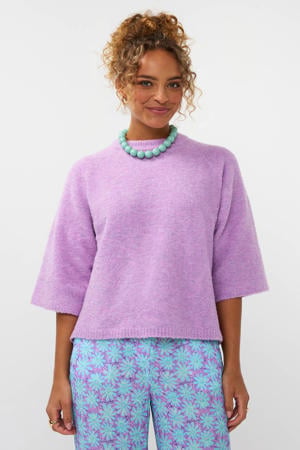pullover lila fijn gebreid
