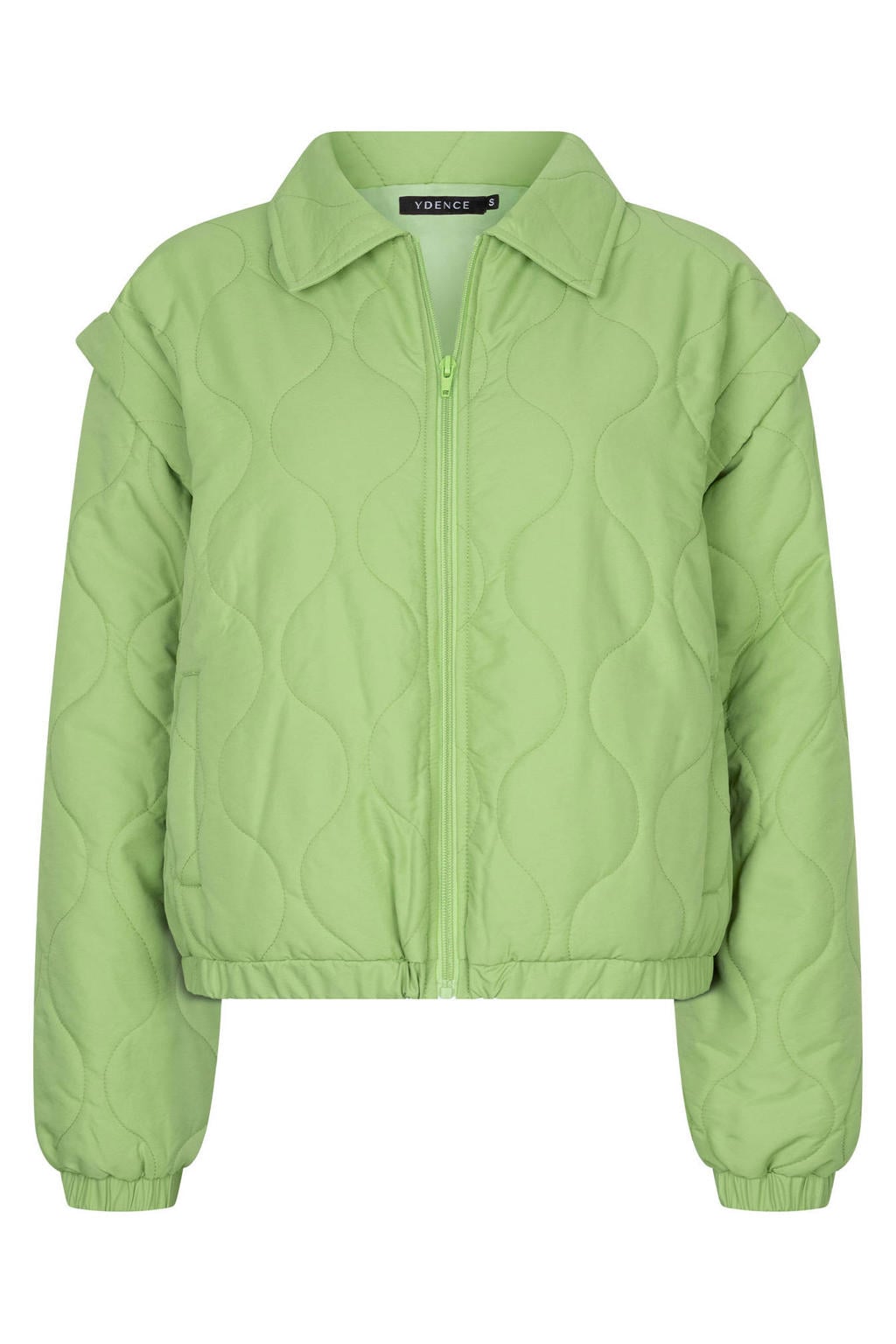 Groene dames Ydence bomberjack quilted van polyester met effen, lange mouwen, klassieke kraag, ritssluiting en elastische boord