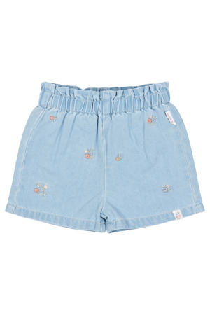 denim regular waist gebloemde short blauw