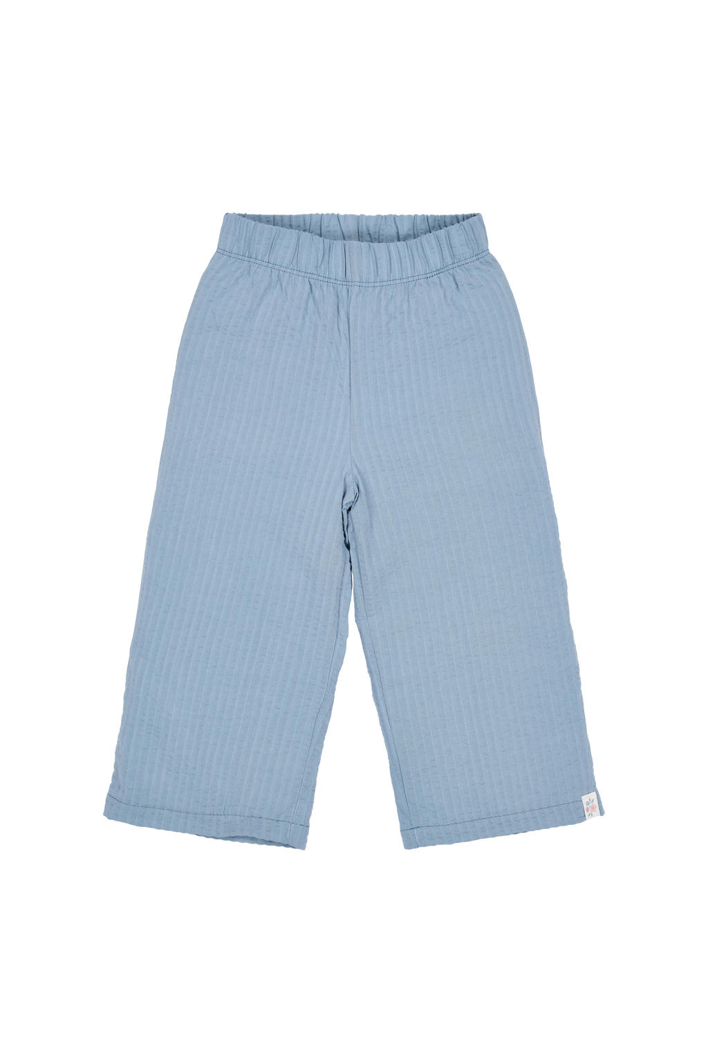 Blauwe meisjes Little Dutch wide leg regular waist casual broek van katoen met effen