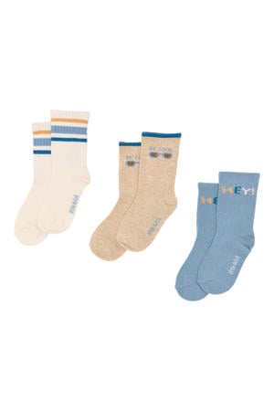 sokken - blauw/beige/ecru (set van 3)