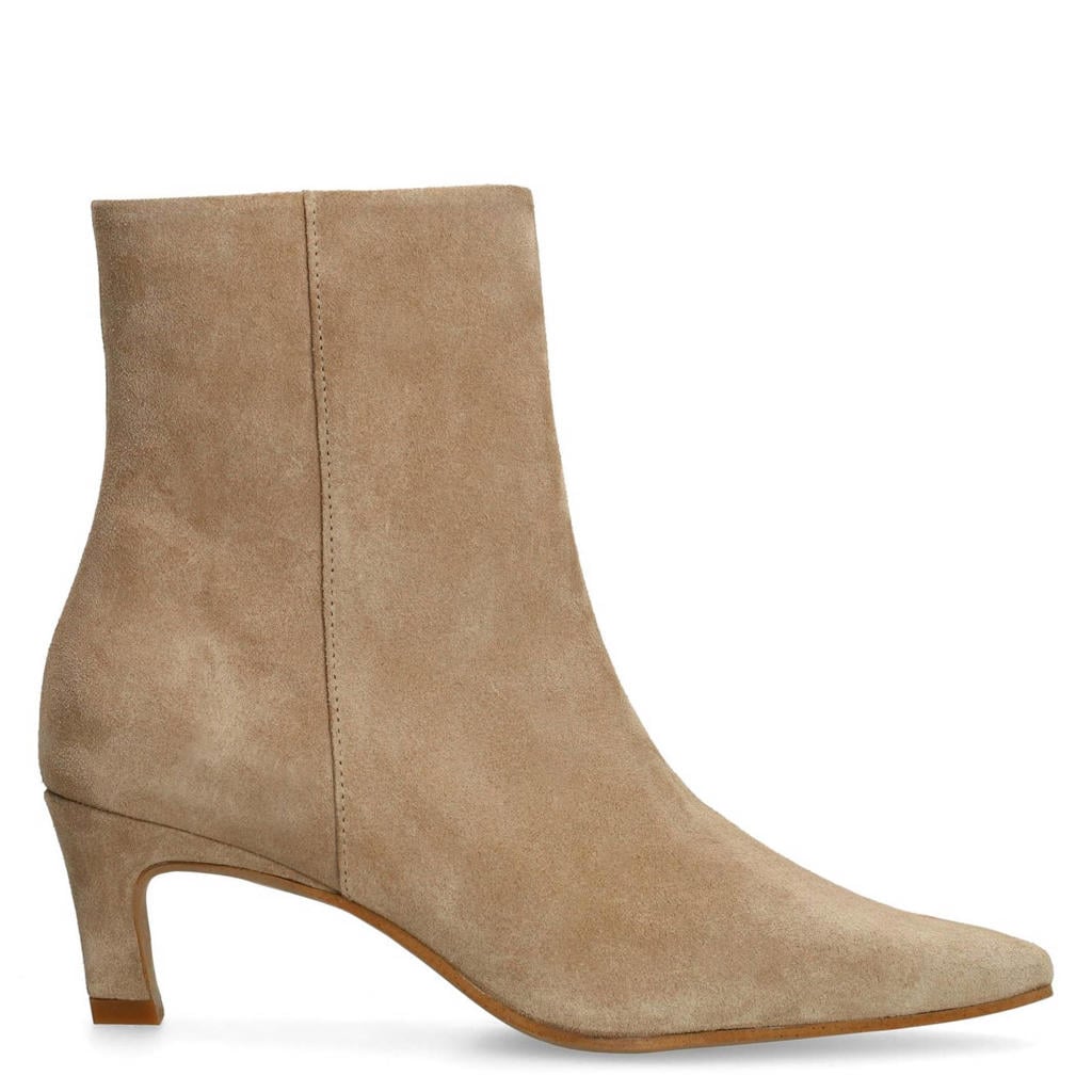 Beige dames Manfield suède enkellaarzen met ritssluiting