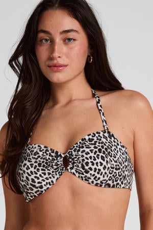 voorgevormde strapless bandeau bikinitop Luxe beige/zwart