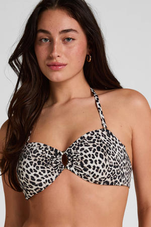 voorgevormde strapless bandeau bikinitop Luxe beige/zwart