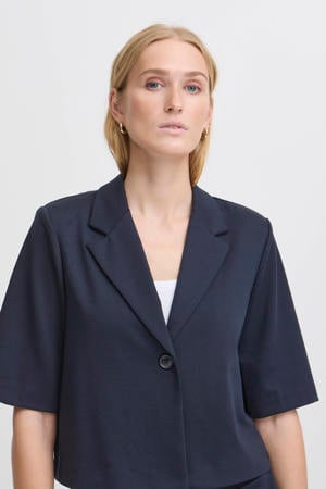 cropped blazer marineblauw