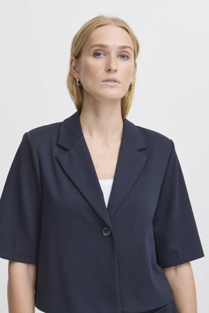 cropped blazer marineblauw