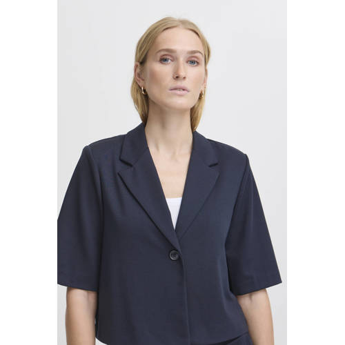 ICHI cropped blazer marineblauw afbeelding