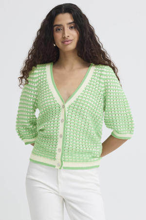 gestreepte gebreid vest groen