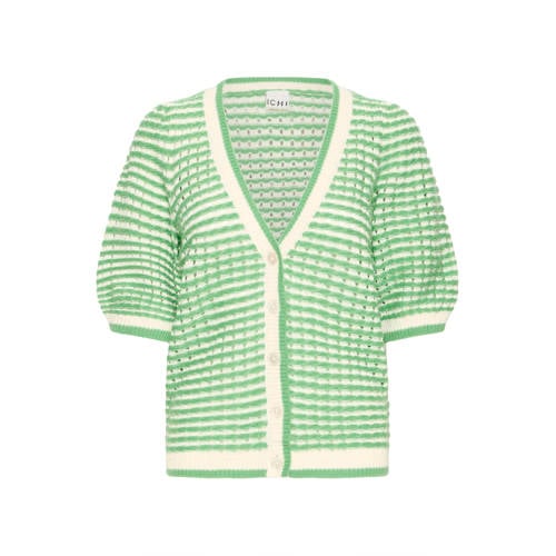 ICHI gestreepte gebreid vest groen afbeelding