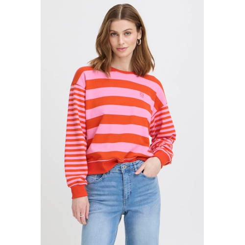 ICHI gestreepte sweater rood afbeelding