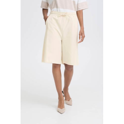 ICHI wide leg high waist sweatshort ecru afbeelding