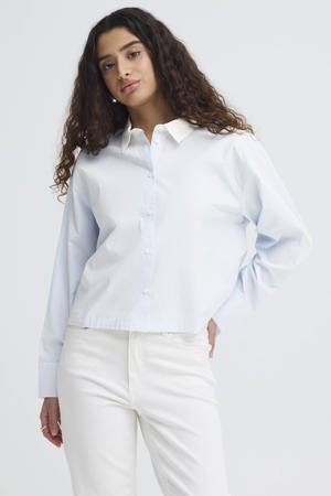 blouse met krijtstreep lichtblauw