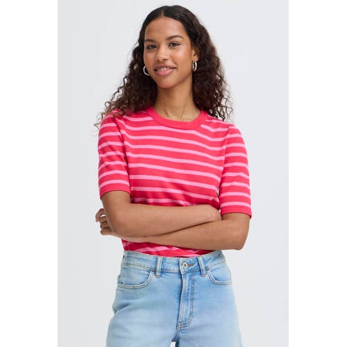ICHI gestreepte top roze afbeelding
