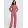 ICHI wide leg high waist gestreepte broek oranje