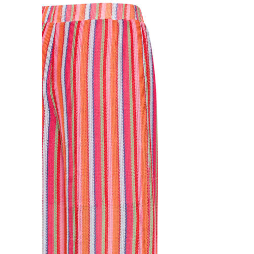 ICHI wide leg high waist gestreepte broek oranje afbeelding