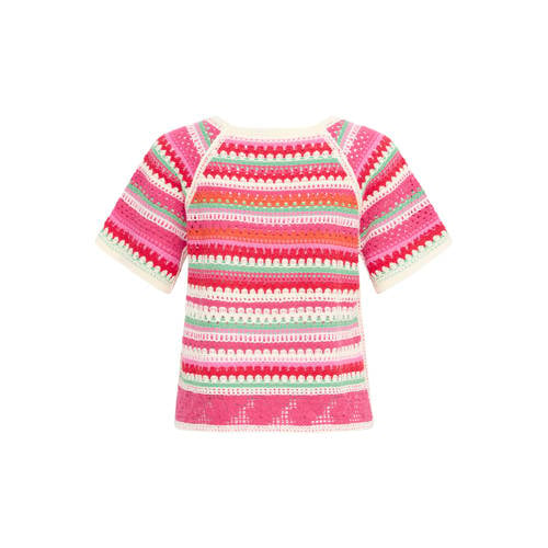 ICHI gestreepte top roze gehaakt afbeelding