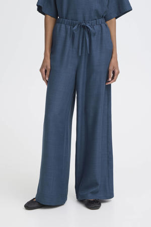 straight high waist casual broek blauw