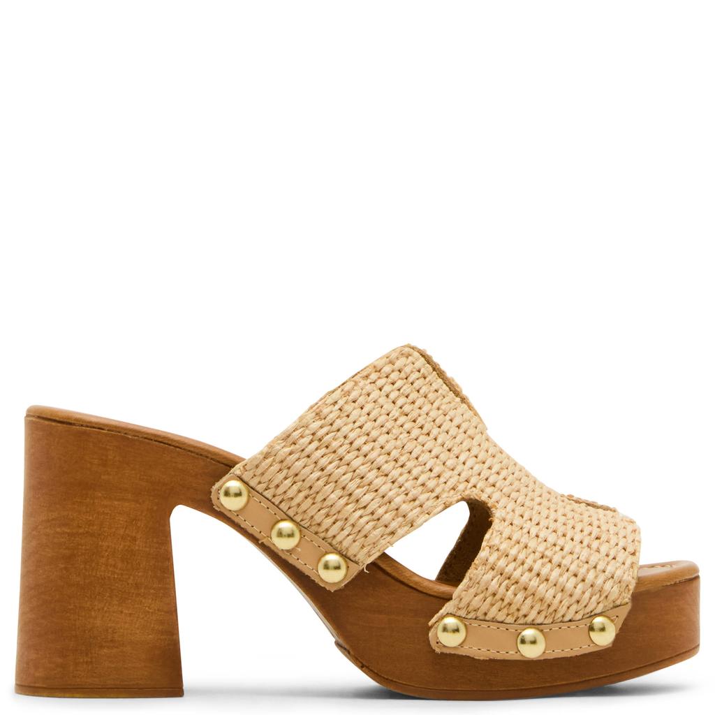 Beige dames Steve Madden Sunkissed muiltjes van raffia