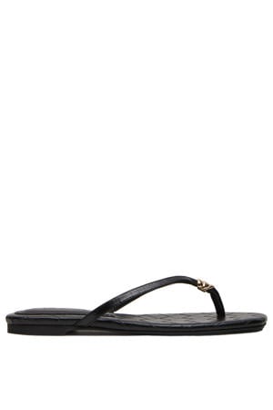 Maliyah leren teenslippers zwart
