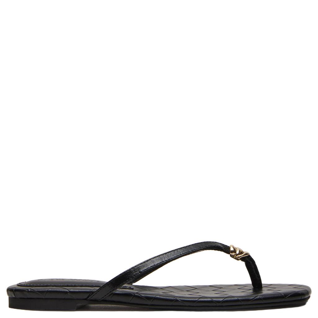 Zwarte dames Steve Madden Maliyah leren teenslippers