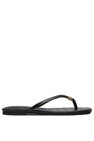 Maliyah leren teenslippers zwart