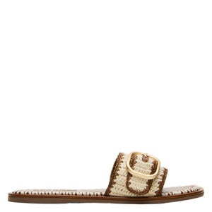 Seabreeze slippers met siergesp ecru/bruin