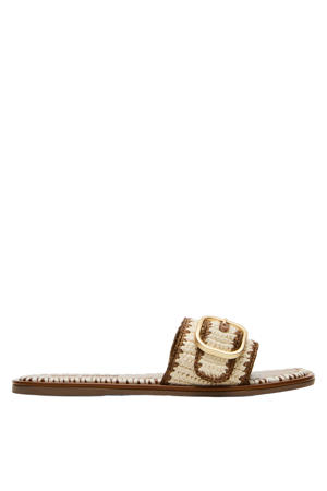 Seabreeze slippers met siergesp ecru/bruin