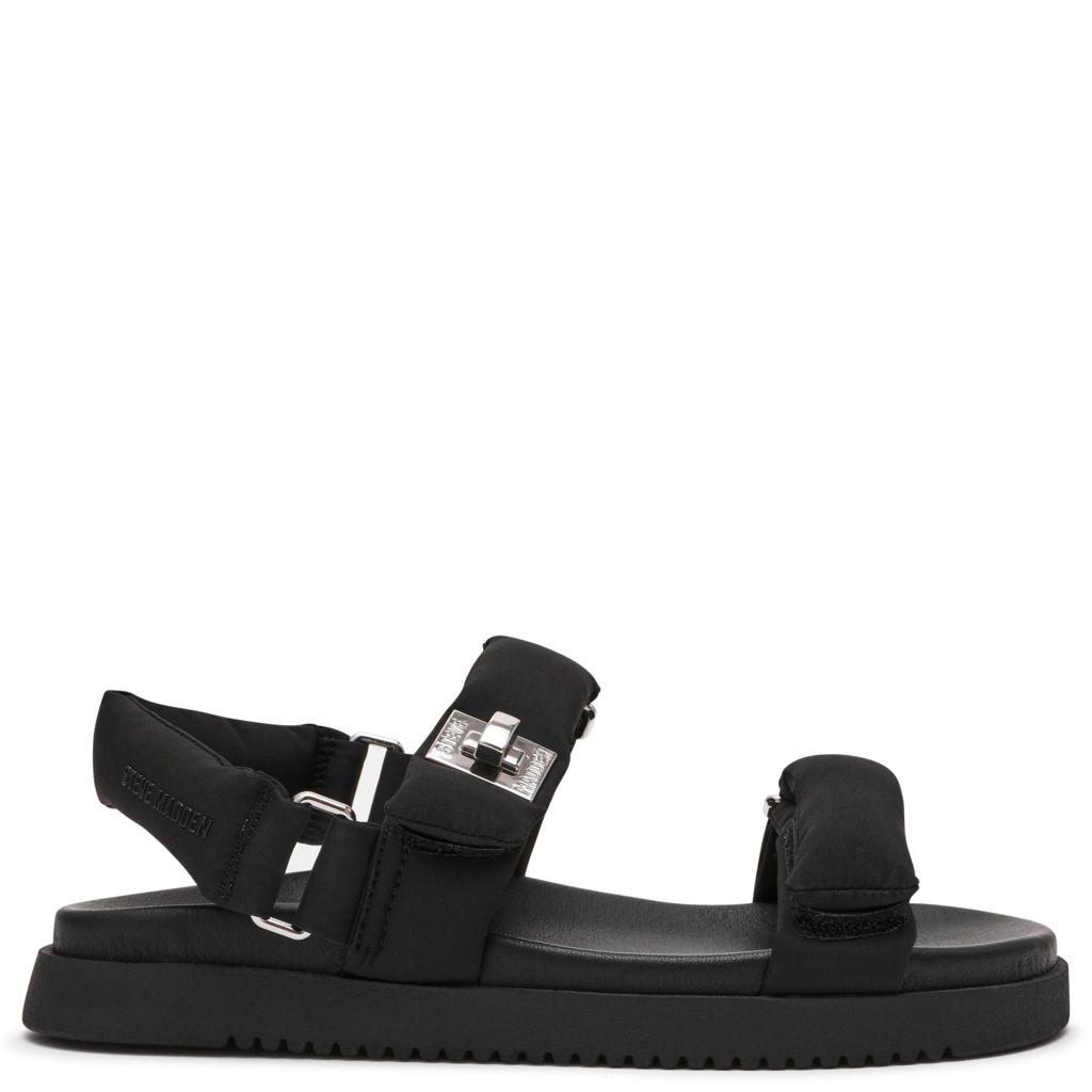 Zwarte dames Steve Madden Monat sandalen van 65% polyester/35% nylon met klittenband