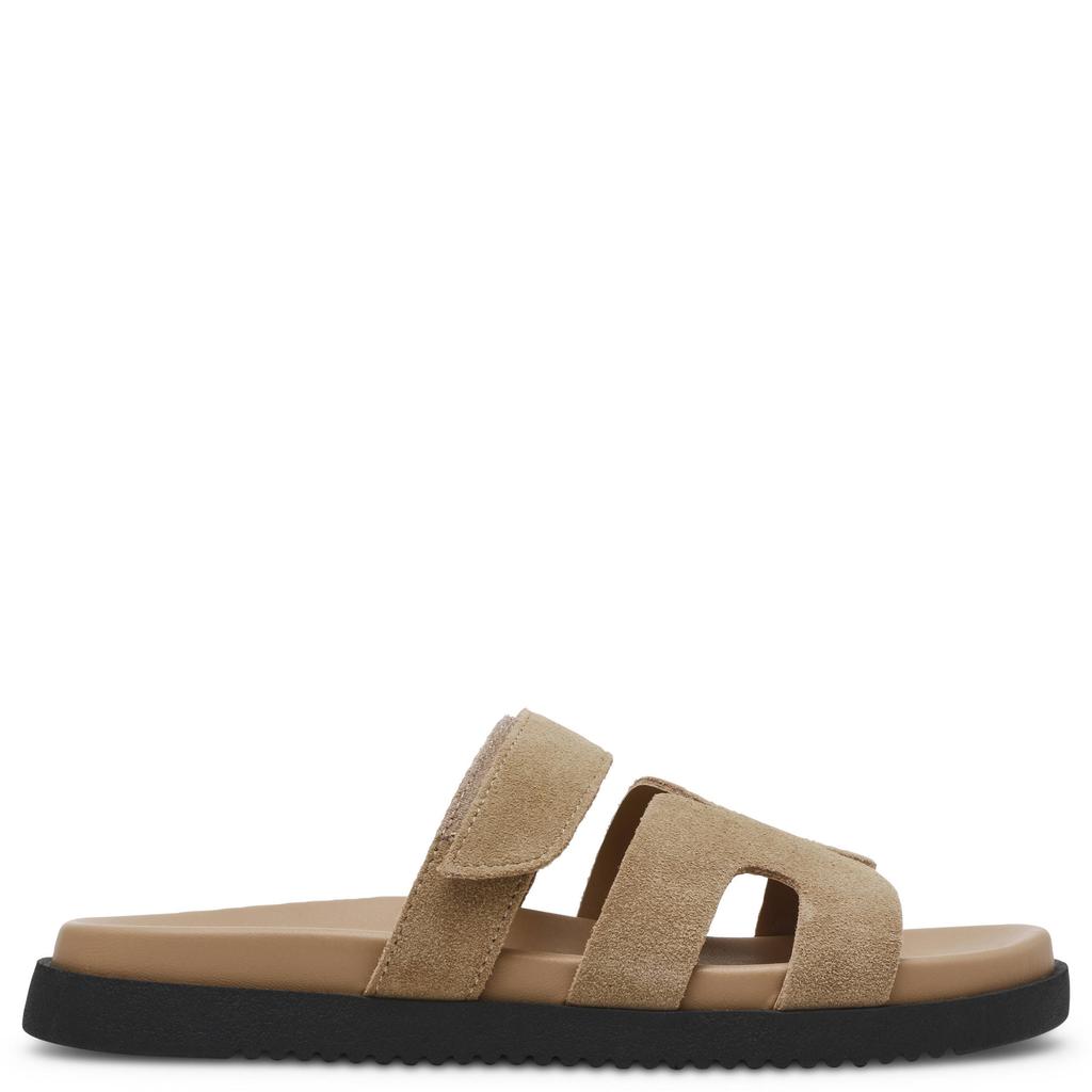 Beige dames Steve Madden Missile suède slippers met klittenband