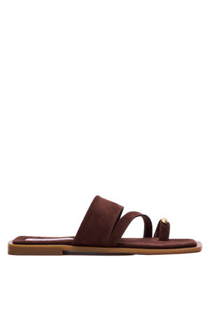 Ellaina suède slippers donkerbruin