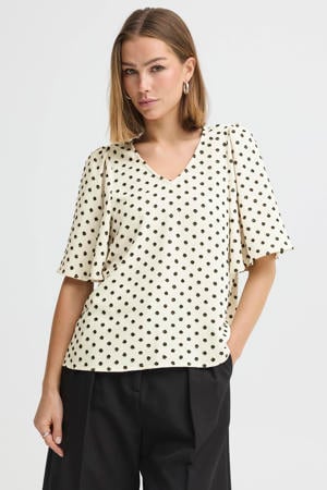 gebloemde blousetop ecru