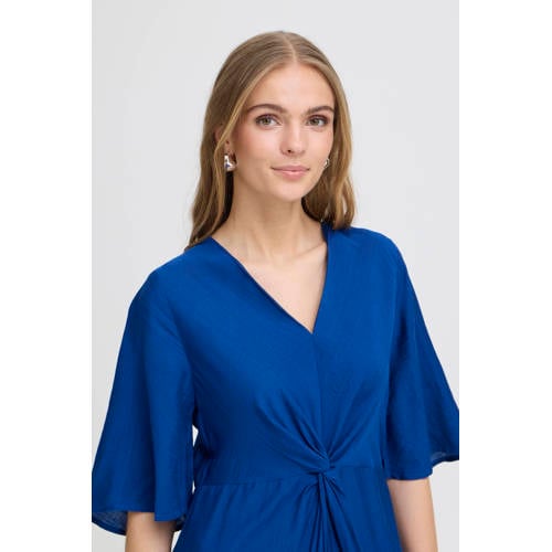 ICHI maxi wikkeljurk met knoopdetail blauw afbeelding