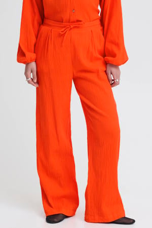 wide leg high waist casual broek donker oranje