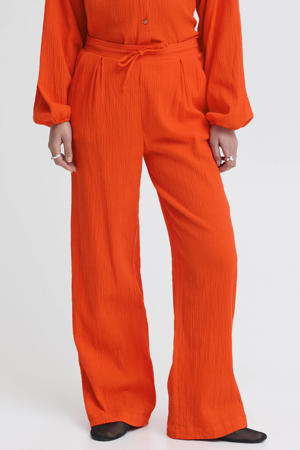 wide leg high waist casual broek donker oranje
