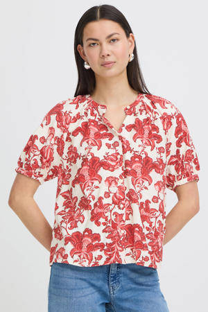 gebloemde blouse rood