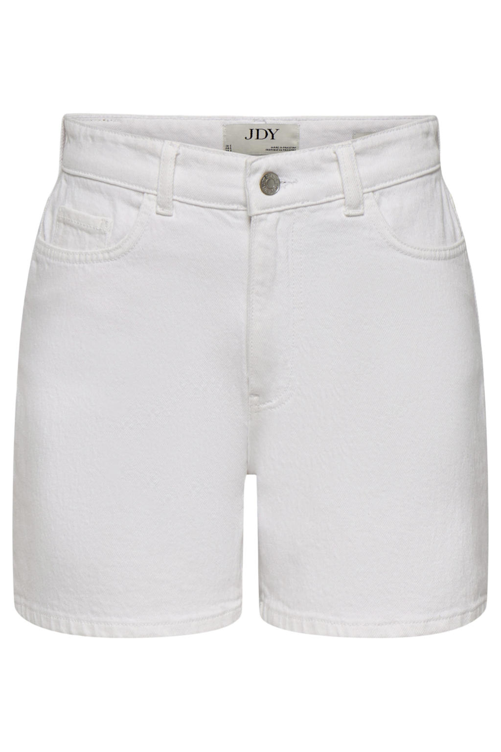 Witte dames JDY wide leg high waist short van denim met rits- en knoopsluiting en effen