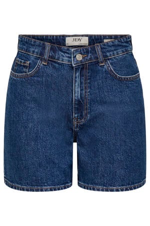 wide leg high waist short dark blue denim