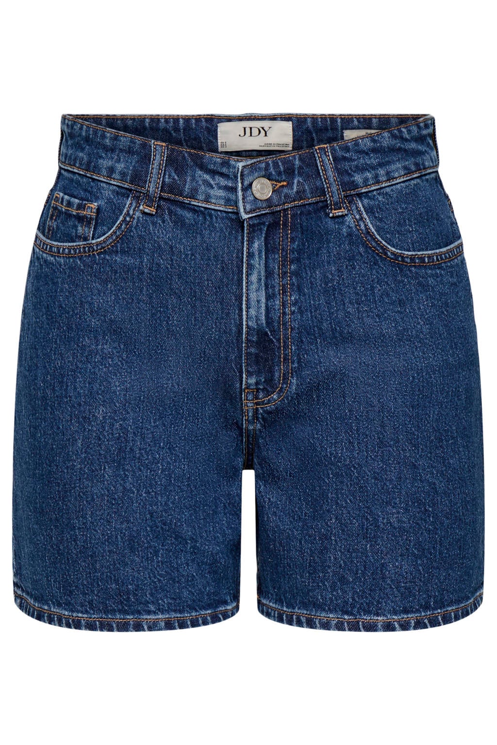 Dark blue denim dames JDY wide leg high waist short dark blue van denim met rits- en knoopsluiting en effen