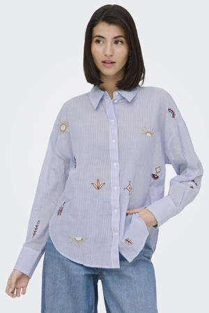 gestreepte blouse lichtblauw