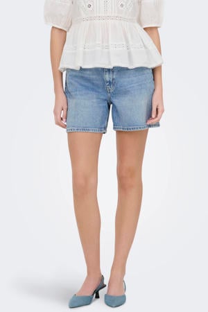 wide leg high waist short light blue denim
