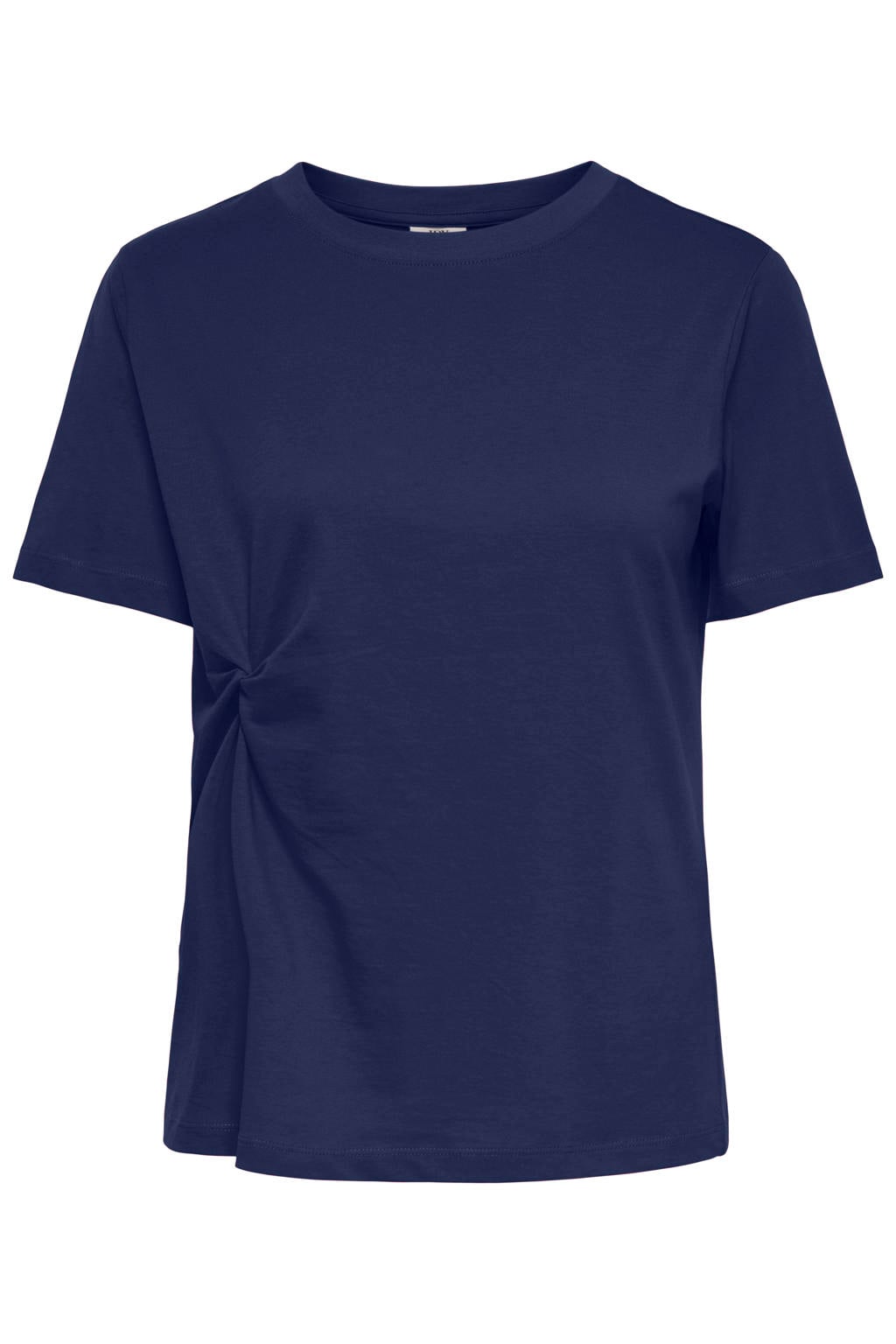Donkerblauwe dames JDY top met effen, korte mouwen en ronde hals