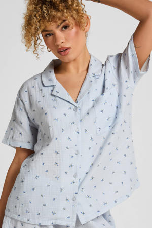 mousseline pyjamatop lichtblauw